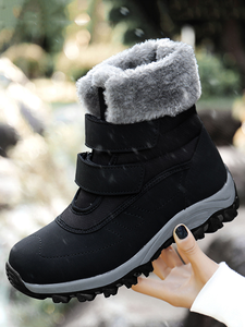 Botas de nieve impermeables largas para mujer, con forro de piel, para senderismo, invierno, nuevas, con punta redonda, tacón grueso, de cuero. - Product Image 4