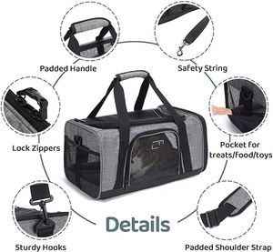 Porte-animaux approuvé par l'usine BSCI pour chats et chiens de petite et moyenne taille |   Sac de transport pour chien avec ventilation optimale |   4 fenêtres en maille, 3 - Product Image 5