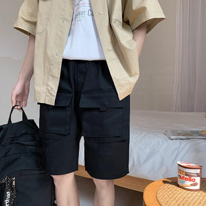 Vente en gros de pantalons courts hip-hop personnalisés pour garçons ensemble de shorts cargo roses avec cordon de serrage pour hommes - Product Image 5