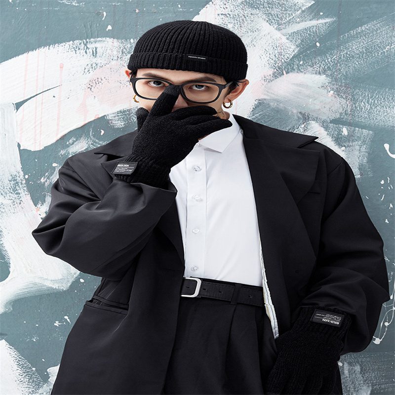 2022 Yiwu wholesale winter warm gloves men's corduroy knitting outdoor riding thickened velvet anti-slip touch screen