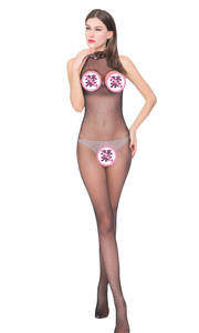 Médias gros maille Lingerie Femme Sexy dentelle Corset cou suspendu body femmes voir à travers érotique vêtements de nuit - Product Image 6