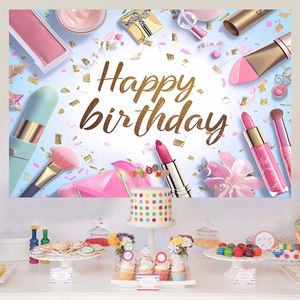 Moda exquisita mujer niñas fiesta decoración <span class=keywords><strong>Banner</strong></span> telones <span class=keywords><strong>de</strong></span> fondo rosa lápiz labial <span class=keywords><strong>maquillaje</strong></span> Feliz cumpleaños telones <span class=keywords><strong>de</strong></span> fondo - Product Image 2