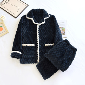 2025 lujo poliéster franela <span class=keywords><strong>polar</strong></span> dormir conjunto manga larga invierno hombres <span class=keywords><strong>pijama</strong></span> conjunto pijamas ropa de dormir suave - Product Image 5