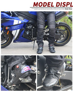 Bottes de moto pour hommes en cuir microfibre, chaussures de course à la cheville, chaussures de motocross antidérapantes, chaussures de sport d'hiver - Product Image 2