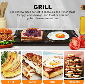 Горячая распродажа, тарелка для готовки, предварительно приправленная чугунная сковорода для гриля, реверсивная прямоугольная решетка для гриля для плиты - Product Image 4