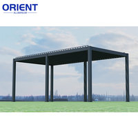 Pergola Bioclimatique Grise avec Kit de Supports Motorisés et Manuels, Pergola à Lames Orientables en Aluminium à Vendre