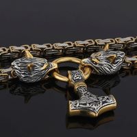 Venta al por mayor de acero inoxidable para hombre joyería Punk colgante Thor martillo Mjolnir Collar para hombres