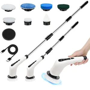 2024 New products automatic ultrasonic spinner electric brush cleaner spin scrubber clean with 7 replace heads for kitchen floor