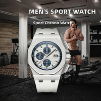 Montre Sport Chronographe à Quartz Boîtier en Alliage Durable 43mm Cadran en Verre Bracelet en Silicone Aiguille Quotidienne Luxe Vintage Mode Cadeau