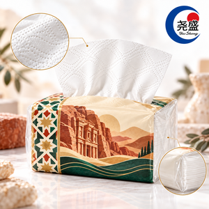 Boîte de mouchoirs personnalisée avec logo, impression <span class=keywords><strong>Jordan</strong></span> Petra Wadi Rum, mouchoirs doux gaufrés blancs, vente en gros - Product Image 1