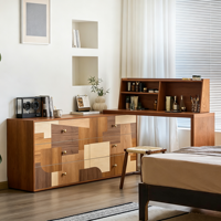 Coiffeuse en bois massif, style moderne et épuré, pour chambre à coucher, extensible, petite, avec tiroirs d'angle, style bois naturel, tendance