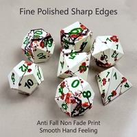 Dadu Polihedral Resin Padat Tepi Tajam 7 Buah 28g Motif Bunga Plum Cina Set Dadu RPG DND untuk Permainan Papan Roleplaying