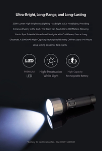 Lampe de poche LED en aluminium NexTorch, lumière blanche 12W, alimentée par piles AA, avec cordon souple pour une utilisation en extérieur - Product Image 2