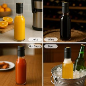 Bouteilles en verre vides en gros de 3 oz, 5 oz, 8 oz pour sauce piquante avec bouchon à vis noir et rouge, inserts en <span class=keywords><strong>plastique</strong></span> pour goutteurs et bandes thermorétractables - Product Image 5