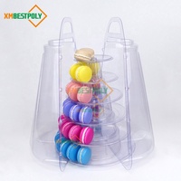 Haute Qualité 6 Niveaux Macaron Tour Stand Cupcake Dessert En Plastique Transparent Présentoir Avec Étui De Transport