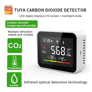 RSH Tuya Wifi CO2 dedektörü metre sıcaklık nem sensörü akıllı Mini hava kalitesi monitör LCD ekran USB şarj