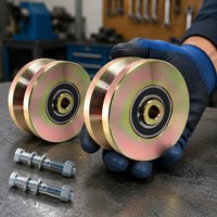 Roda Geser Gerbang Berat Tipe U Groove dengan Sekrup, Bantalan Ganda, Pelapis Seng Biru Putih, Troli Roda