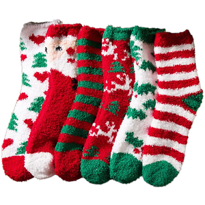 Vente en gros de chaussettes de sapin de Noël pour femmes chaussettes de sol en velours de corail épaissi nœud <span class=keywords><strong>fantaisie</strong></span> respirant longueur d'équipage pour un usage quotidien corps - Product Image 1