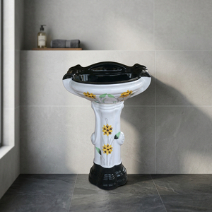 Modern Designer Floor Standing Washroom Ceramic Pedestal Big Sterling Set Wash Basin - Product Image 4