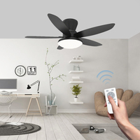Ventilateur de plafond facile à installer de 48 pouces avec finition noire, 5 pales, moteur DC silencieux, LED à intensité variable et abat-jour moderne en acrylique