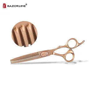 Fancy Rose Gold Color Thinner New Promotion Professional 440C Steel Serrated Barber Scissors