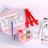 Minicabezal de pintura preimpresa para niños, kit educativo de pintura en lienzo