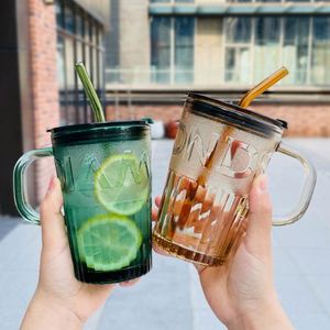 Vente en gros usine : Verre à boisson en paille avec poignée, style vintage et tendance, pour la maison et le bureau, pour lait, jus et café - Product Image 3