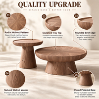 Ensemble de tables basses et d'appoint rondes en chêne massif, durables et luxueuses, plateau supérieur, base conique, mobilier moderne pour salon, vente en gros OEM