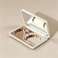 Palette compacte rectangulaire vide pour maquillage avec miroir, or rose, 2 compartiments à couvercle rabattable pour fards à paupières, blush, emballage cosmétique