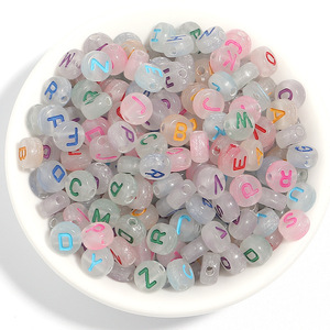 Perline Alfabeto Acriliche Luminose Piatte/Rotonde <span class=keywords><strong>A</strong></span>-Z 26 <span class=keywords><strong>Lettere</strong></span> per Braccialetti Bambini, Accessori Fai-da-Te per Gioielli - Product Image 4