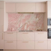 Desain Interior Modern Dekorasi Rumah Batu Alam Marmer Resin Meja Dapur Ruang Makan Onyx Pink Potongan Sesuai Ukuran