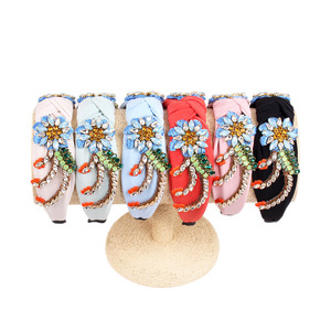 Hua Liyu Bandeau noué en strass et cristal pour femme, accessoires de mode pour cheveux, noir, bleu ciel, blanc cassé - Product Image 5