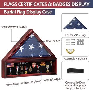 Grande vitrine pour drapeau <span class=keywords><strong>de</strong></span> 5'x9.5', boîte à drapeau funéraire en bois massif d'acajou pour <span class=keywords><strong>les</strong></span> vétérans - Product Image 2