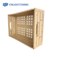 Caisse en plastique pliable gain de place, aspect bois, pliable à plat, ventilée, empilable, réutilisable, pour manutention