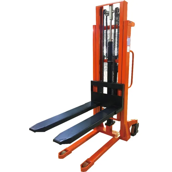 1t 2.5m double gantry manual stacker C-steel manual lifting driver push tray hydraulic stacker