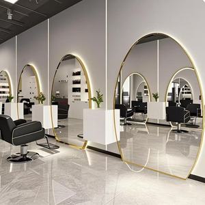 Miroir de salon LED moderne pleine longueur, miroir de vanité ovale en verre, interrupteur tactile, fixation murale pour salon de coiffure et institut de beauté - Product Image 4