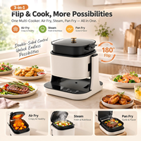 Friteuse à air multifonction 3-en-1 JingXin Factory 180 °   Appareil de cuisson électrique Flip Air Fry Steam Pan Fry
