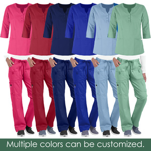 Women Scrub Tops 3/4 Sleeve V-Neck With Pockets Moisture Wicking Hospital Uniforms For Nurses Medical Work Clothes - Product Image 2