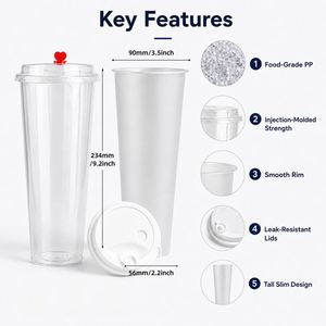 Vaso de Plástico Desechable de Alta Transparencia de 90 mm de Diámetro, Resistente al Calor, de 34 oz, para Café, Leche, Té y Fiestas, con Logotipo Personalizado - Product Image 2