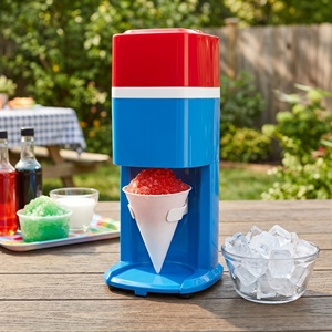 Machine à <span class=keywords><strong>glace</strong></span> pilée compacte 80W, bleu-rouge, lame en acier inoxydable, pour la maison, facile à utiliser - Product Image 1
