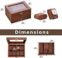 Boîte de rangement pour bijoux et montres en bois rectangulaire à 2 couches de haute qualité, durable, portable, emballée dans un carton, couleur personnalisée pour hommes et femmes