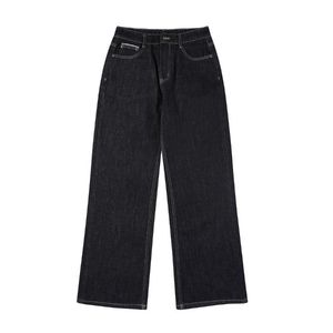 Jeans Anchos Negros Lisos de Cintura Media con Estampado de Lámina Transpirable, Diseño Personalizado y Moderno para Hombre, Estilo Japonés Selvedge, Ideales para Primavera - Product Image 1