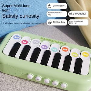 <span class=keywords><strong>Piano</strong></span> de Bolsillo Portátil de Bambú, Juguete de Dibujos Animados, Funciona con Pilas, Teclas de Colores Verde Claro y Azul Claro, Notas Musicales, Música Temprana - Product Image 3