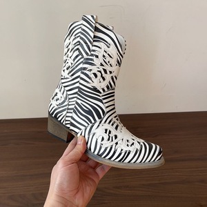 Bottines à talon aiguille élégantes pour femmes, grande taille, motif zèbre - Product Image 4