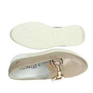 Cinzia <b>Soft</b> Women's Slip-On Platinum Platform Loafers Flat <b>Shoes</b> with Cushioned Faux Suede Upper - Product Image 6