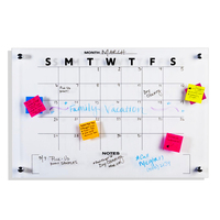 Tableau de calendrier magnétique effaçable à sec en acrylique transparent, planificateur mensuel, tableau blanc mural transparent, organisateur pour la maison et le bureau avec notes