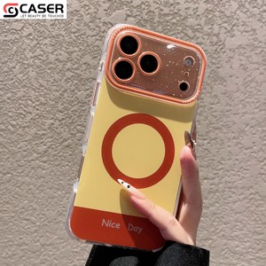 Funda Magnética para Teléfono con Bloques de Color para iPhone Serie 13-17, con Estampado de Letras 'Nice Day', Marco Brillante para la Lente, Resistente a Impactos y Transparente - Product Image 3