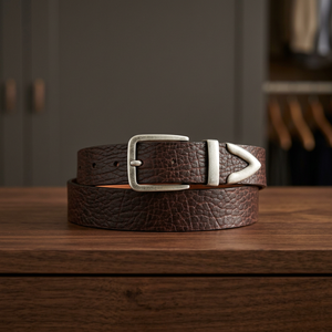 Cinturón BS INTERNATIONAL NA42 de Cuero de Búfalo Auténtico con Hebilla Cuadrada de Acero de 3.8CM, Duradero, Ligero, Personalizable y Ecológico - Product Image 1