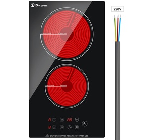 Table de cuisson électrique en céramique Doopen, 2 brûleurs, commande tactile, surface lisse noire, plaque de cuisson encastrable pour la maison, 220V - Product Image 1