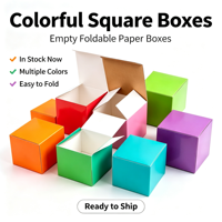 Boîte carrée vide colorée en stock, 6 couleurs disponibles, carton pliable, boîte mystère vierge, commande en gros